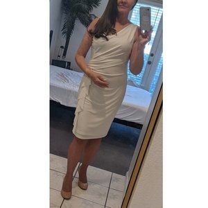 Ralph Lauren Draped Dress With Ruching, Cream, Size 2